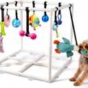 Puppy Play Gym with 15 Toys, Puppy Toys to Keep Them Busy Indoor Play Gym for Mental Stimulation, 23.2" Small Dog Play PVC Frame with Straps
