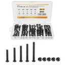 M6 x 30mm 35mm 40mm 45mm 50mm Button Head Socket Cap Screws Bolts, 10.9 Grade Alloy Steel, Metric Allen Hex Drive, Black Oxide Finish, Fully Threaded, Assortment Kit 50Pcs