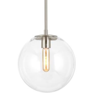 10 inch Glass Pendant Light for Kitchen Island, Brushed Nickel Hanging Lamp for Entryway, Dining Room, Bedroom, Bathroom EH66250P1