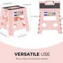 ACKO Folding Step Stool 13 inch Height Premium Heavy Duty Foldable Step Stools for Adults and Kids, Kitchen Plastic Small Collapsible Stepping Stool Hold Up to 300 LB Dot Pink (1 Pack)