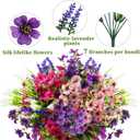 12 Bundles Artificial Flowers Outdoor Silk Fake Plants UV Resistant Faux Plastic Greenery Shrubs for Home Outside Garden Front Porch Window Box Pot Planters Decor (Mix Color)