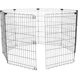 Amazon Basics Foldable Octagonal Metal Exercise Dog Playpen - Indoor/Outdoor, No Door, Medium (Set of 8 Panels, 24 x 36), Easy to assemble, store, and customize, 36" - Medium, Black