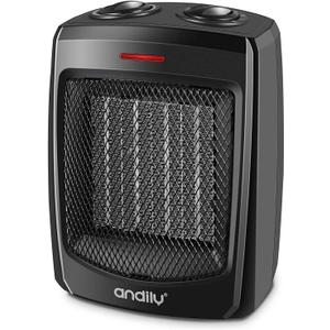 andily Space Heater Electric Heater for Home and Office Ceramic Small Heater with Thermostat, 750W/1500W (Classics black)