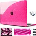 CISSOOK Compatible with MacBook Air 13.6 inch Case Glitter 2025 2024 2023 2022 A3240 M4 A3113 M3 A2681 M2 Chip, Sparkly Pink Bling Plastic Hard Shell Case for MacBook Air 13.6", Rose Pink Glitter