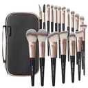 Makeup Brushes with Case, MAANGE 18 Pcs Professional Makeup Brush Set Premium Synthetic Face Kabuki Brush Kit Foundation Blush Powder Eyeshadow Brushes Set Christmas GiftCoffee) (Black Gold)