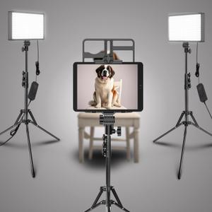 2 Packs Dimmable Bi-Color 432 LED Video Light and Stand Lighting Kit,50W,Add More Remote Controllers, 360  Ball Heads, Phone ans Tablet Holders (Black, 13-2)