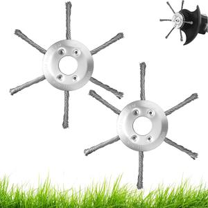 Universal Steel Wire Trimmer Head for Gas Weed Eater,7 Inch Heavy-Duty Brush Cutter Replacement Compatible with Stihl FS55, Husqvarna 128LD, Echo SRM225, and Other Models(7"+6 Blades) (2)
