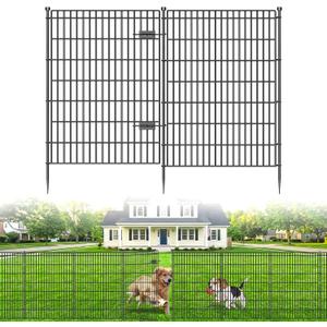 8 Panels No Dig Garden Fence with Gate, 48in(H) × 21ft(L) Decorative Metal Outdoor Dog Fence, Rustproof Pet Fencing for Yard, Patio, Flower Bed -Temporary Fencing| Easy to Install