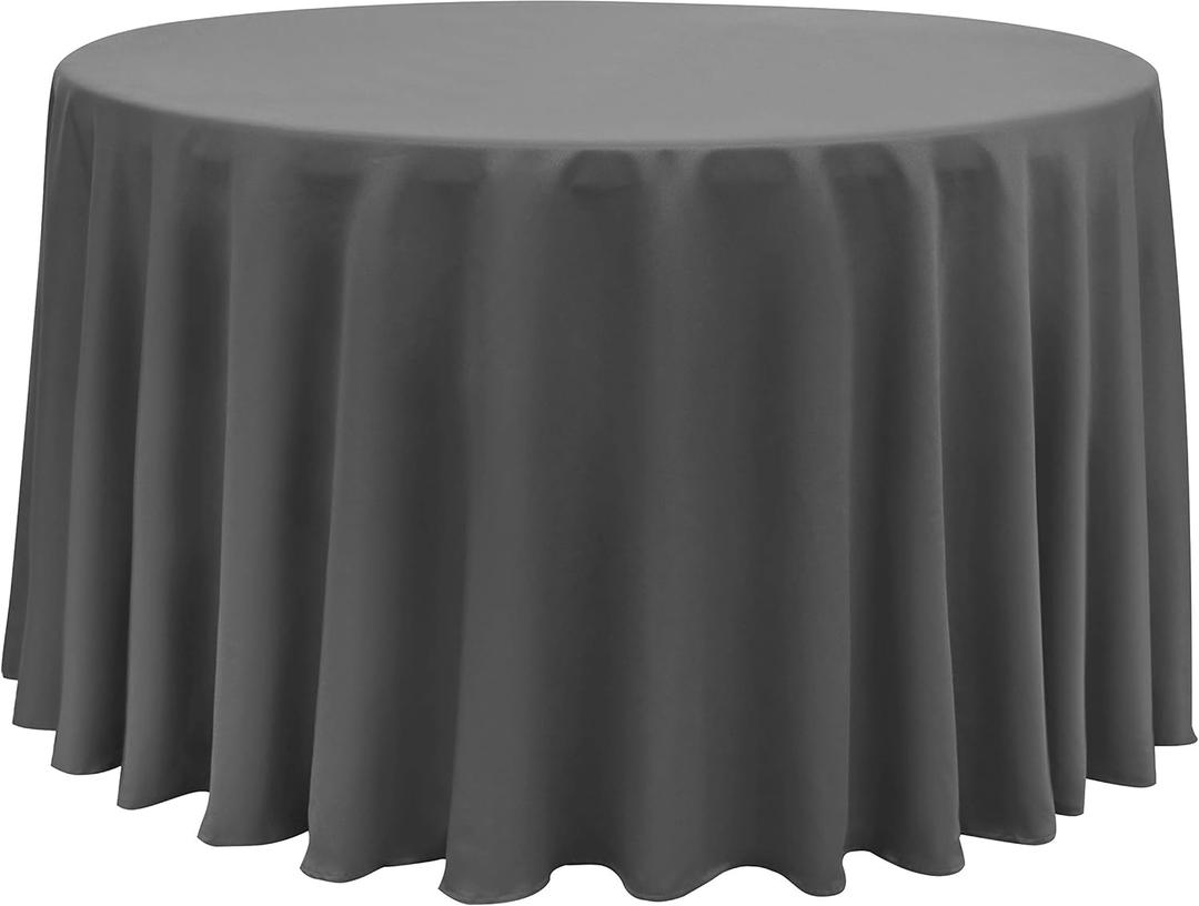 Obstal 210GSM Round Table Cloth, Water Resistance Microfiber Tablecloth, Decorative Fabric Circular Table Cover for Outdoor and Indoor Use (Grey, 120 Inch Diameter)