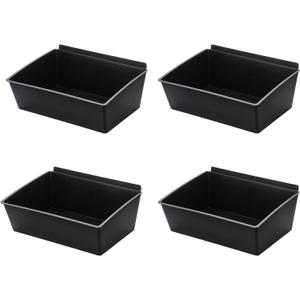 Sumnacon Slatwall Bins 4 Pcs Large Slatwall Organizer for Garage Plastic Slatwall Storage Bins for Storing Garage Accessories Multiple Stackable Slat Wall Tool Organizer for Workshops,Shopping Malls (Black)