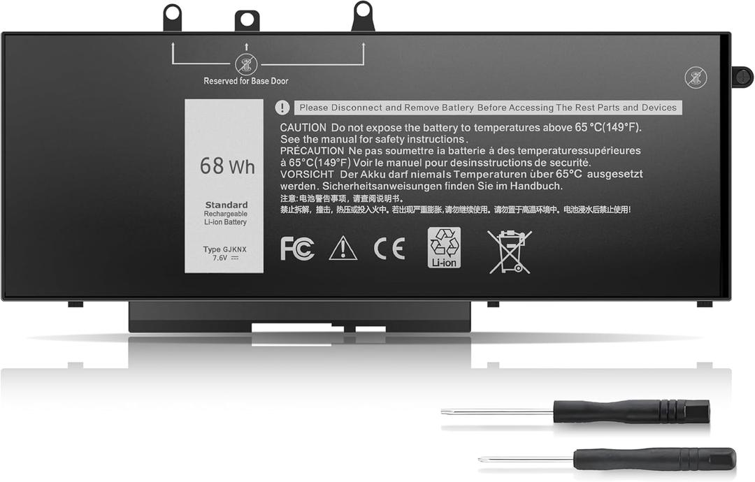 New 68Wh GJKNX Laptop Battery Replacement for Dell Latitude 5490 5480 5580 5590 5280 5288 5488 5591 5491 5495 E5480 E5580 E5490 E5590 Precision 15 3520 3530 Series Fits GD1JP DY9NT 5YHR4 451-BBZG 7.6V