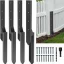 Thicker Fence Post Repair Kit-Heavy Duty Metal Steel Fence Repair Stake-Anchor Ground Spike-Support Bracket Mender-Repair or Strengthen Tilted Broken Wood-Powder-Coated Post Ups Stabilizer-Post Brace (4PC-33.6"H)