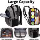 SHRRADOO Anti Theft Laptop Backpack Travel Backpacks with Combination Lock for Women Men (Grey, Large)