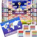 2026 World Soccer Tournament Extra Large Schedule Poster 43"x32", 2Pcs Gifts Set with 384 Stickers and Predict Champion Cup Winner, Tracker Bracket Wall Chart for Sports Fans Party Decorations