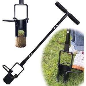 Bulb Planter Tool Long Handle,Soil Sampler Lawn Aerator with Soft Grip,Serrated Base Gardening Bulb Transplanter,Heavy Duty Sod Plugger for Digging Holes to Plant Daffodils,Tulips, Iris