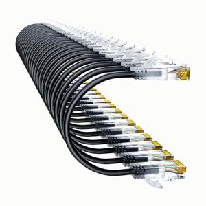 Cat6a Patch Cables 2ft (24 Pack) Slim, Cat6 Ethernet Patch Cable Pure Copper, Flexible Cat 6 Patch Cable 550MHZ 10G, Space-Saving Cat 6A Network Cables for Patch Panel, Black