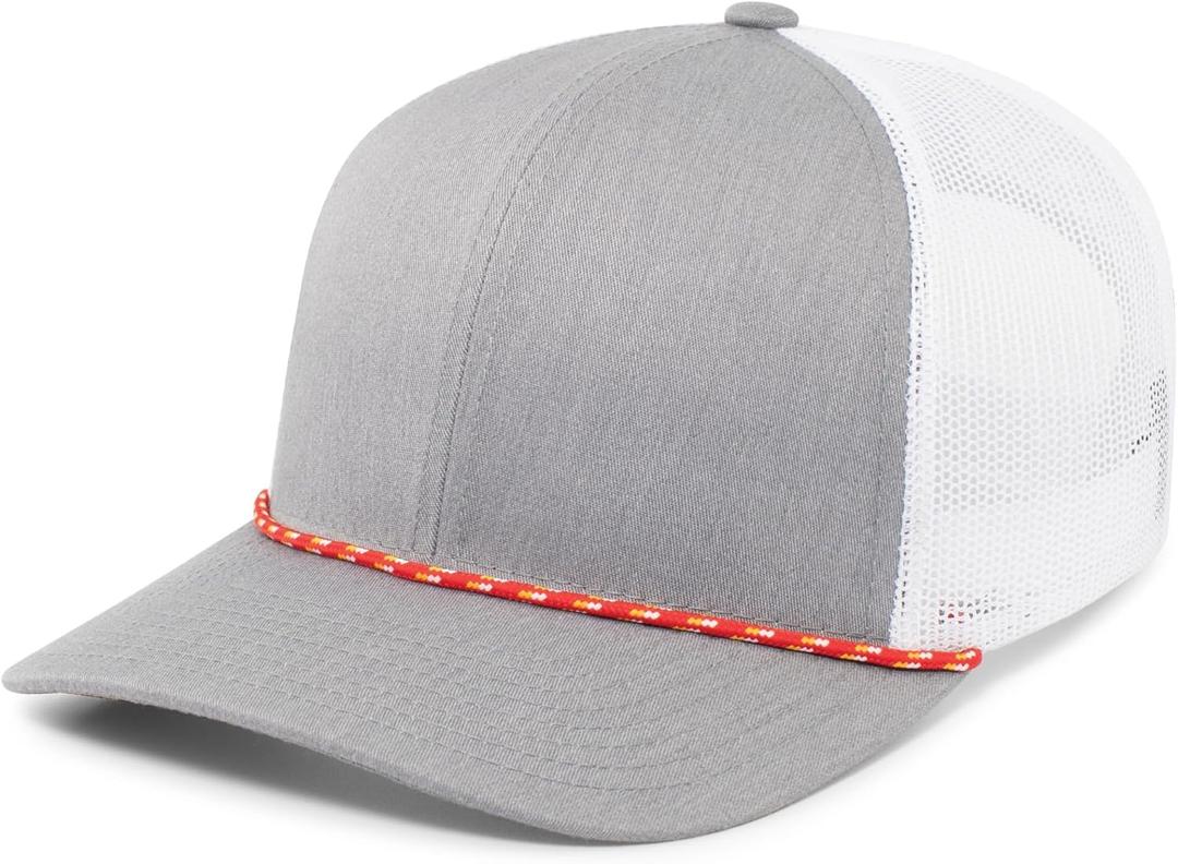 Pacific Headwear Unisex Adult Pacific Headwear Trucker Snapback Braid Cap Cotton Blend Mesh Hat, Pro Model Fit and Curved Visor for Everyday Wear (Gray)