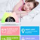 Kids Alarm Clock, Wake Up Clock with 11 Colors Night Light, Toddlers Sleep Training Clocks with 10 Ringtones, Brightness Adjustment, Dual Alarms Plug in OK to Wake Clocks for Girls Boys
