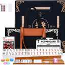 Extguds American Mahjong Set with 166 Tiles, Mahjong Mat, 4 Wooden Racks, Pushers, Dice, Scoreboard & Carrying Bag – Complete All-in-One Mahjong Game Set, 20.08 x 4.72 x 10.63 inches