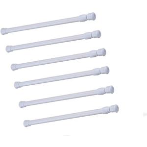 Cupboard Bars Tension Rods, 6 Pack 11.8-20 Inches Spring Tensions Rods Steel Adjustable Tension Curtain Rod Shower Rod Closet Rod Window Rods White