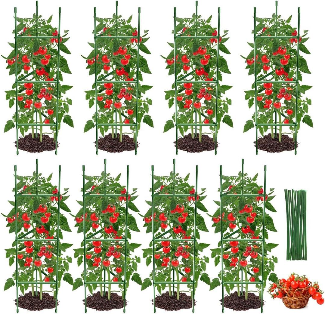 8PCS Tomato Cages for Garden, Tomato Trellis for Raised Garden Bed, 51.2" Tall Cage Plant Support for Pots, Gardening Supplies Trellis for Climbing Plants (8PCSHigh: 51.2 Inch)