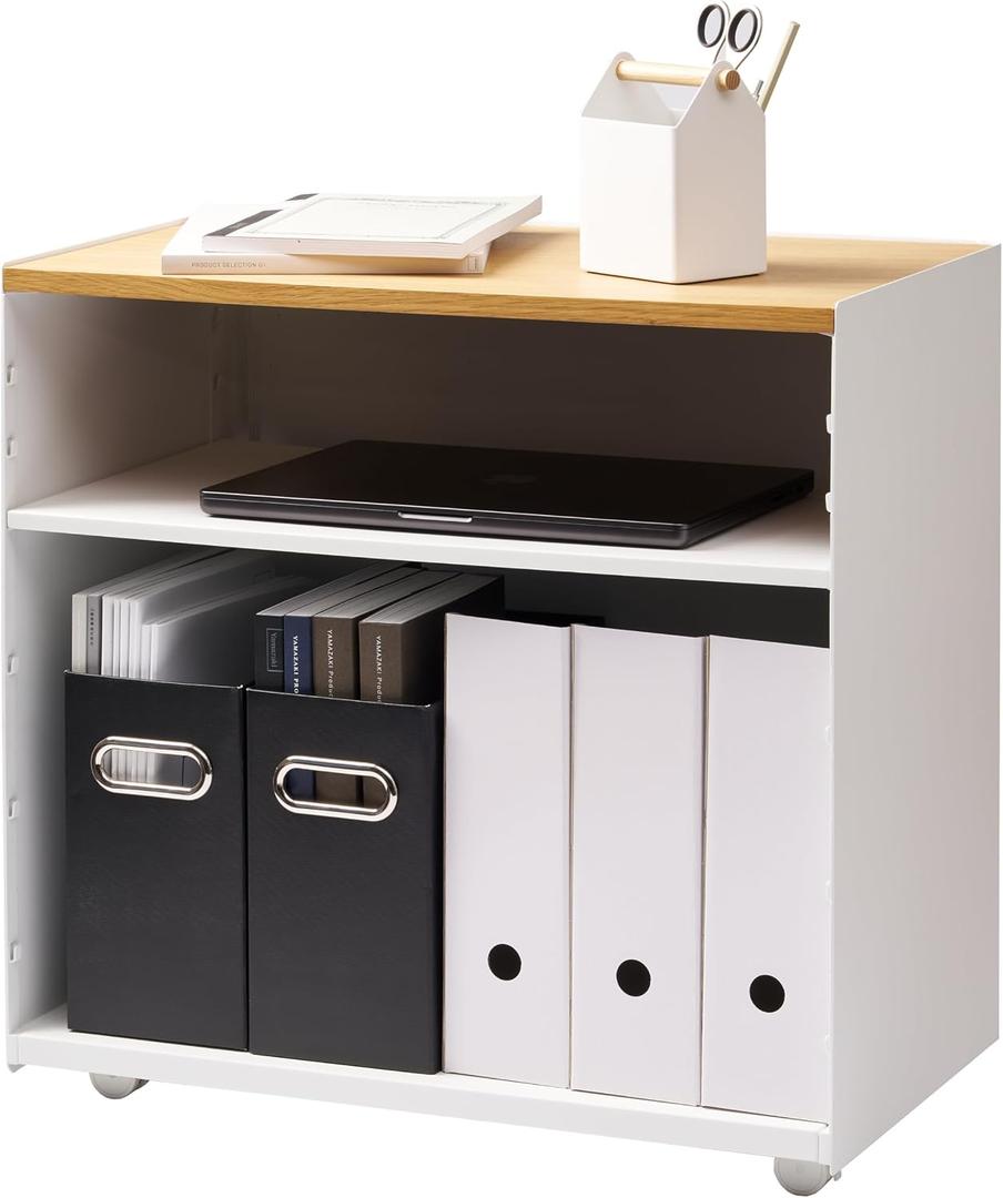 YAMAZAKI Home Hideaway Storage Cart, Rolling Cart Adjustable Shelves, White, One Size