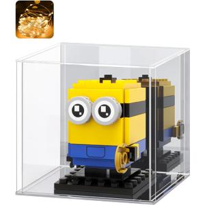 LASOA Acrylic Display Case for Collectibles  Clear Display Box with Mirrored Back and Base, Self-Assembly Small Showcase for Figurines, Models, and Memorabilia, 4x4x4inch