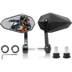 Motorcycle Mirrors for Handlebars, Bar End Motorcycle Mirrors, Rear View Mirrors for Motorcycles, Fits 7/8" Handlebars, Compatible with Honda Grom, Yamaha, Kawasaki, Ducati, Suzuki & More