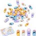 SUNNYCLUE 1 Box 40Pcs Flip Flop Charms Resin Lifelike Shoe Slipper Charm No Hole Flat Back Shoes Cabochons Miniature Flatbacks Clay Cabochon for Jewelry Making DIY Craft Scrapabooking Embellishments