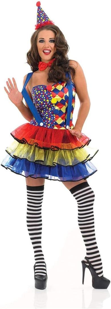 fun shack Clown Costume for Women, Colorful Clown Outfit, Fun Clown Attire for Parties and Events, Dress Up (Medium, Blue)