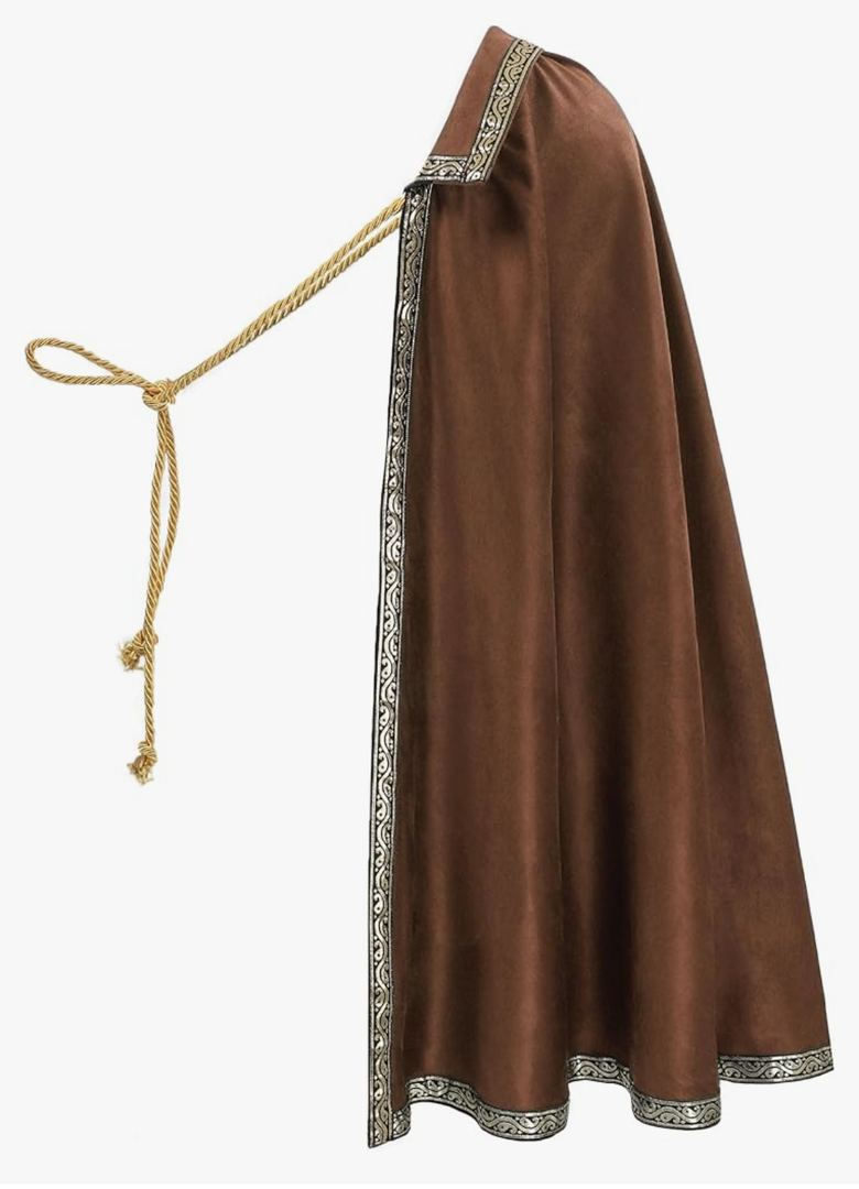 FURPHI Medieval Tudor Half Shoulder Cape Royal Renaissance Shawl Cloak for Cavalier Ranger LARP Costume
