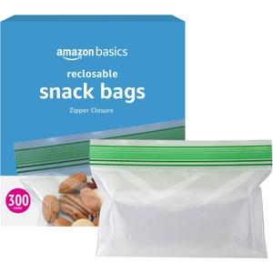 Amazon Basics Reclosable Food Storage Snack Bags, 300 Count