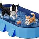Raxurt Foldable Dog Pool, 72'' Large Dog Pool for Large Dogs with Reinforced Sidewalls for Stability, Portable Pet Bath Tub for Indoor Outdoor Backyard Use