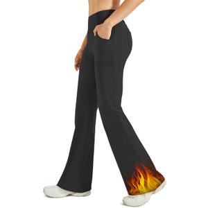 G4Free Fleece Lined Leggings Women Yoga Dress Pants with 4 Pockets Stretchy Work Pants Business Casual 29"/31"/33" (Medium Petite, Black)