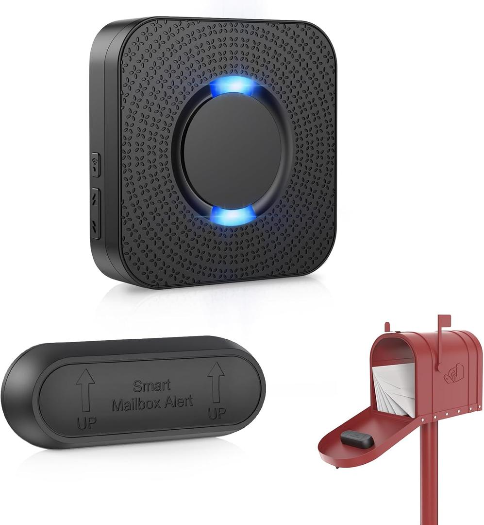 Mailbox Alarm Mail Chime Notification System-Mail Alarm 600 ft Long Range Wireless Mailbox Alert With LED Light Flashing and Sound Reminders