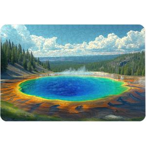 Reouinty Yellowstone Parks Wooden Puzzles for Adults 300 Pieces, Landscape Jigsaw Puzzle, Unique Puzzle, Spring Puzzle, Wooden Puzzle Gifts for Teens (15.9 x 11.2 in)