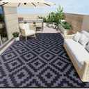 OLANLY Waterproof Outdoor Rug 9x12 ft, Outdoor Plastic Straw Rug for Camping, RV Mat Outside, Indoor Outdoor Carpet for Porch, Deck, Backyard, Balcony, Picnic, Black & Grey