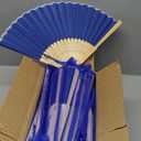 Personalized 50Pcs Folding Hand Fans for Wedding,Custom Engraved Silk Fans for Guests,Outdoor Wedding Decoration, Party Favor Bridal Dancing Props with Organza Bags (Royal Blue)