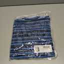 Saodimallsu Womens Striped Cropped Sweaters V Neck Cute Bow Tie Puff Sleeve Loose Knit Trendy Pullover Sweater (Small, Blue)