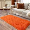 Soft Runner Rugs for Bedroom Hallways, 2x4 Orange Fluffy Shag Throw Area Rug Non Slip for Bedside Dorm, Long Shaggy Furry Carpet for Nursery Living Room