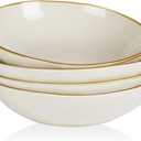 famiware Large Pasta Bowls Set of 4, Ocean Round 8.5" Pasta Serving Bowl Large Dinner Bowls, Kitchen Bowl Set, Microwave and Dishwasher Safe, Scratch Resistant, Vanilla White