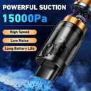 DEDC Car Vacuum Cleaner High Power, 15000Pa Cordless Vacuum Portable Rechargeable with LED Screen, Ultra-Lightweight Dust Buster with USB-C Charging, 2 Speeds, 4 in 1 Air Blower for Car, Home, Pet (Silvery)