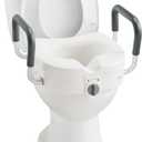 Raised Toilet Seat with Removable Padded Arms Adjustable Width 5" Toilet Seat Riser Supports 300lbs for Seniors, Pregnant, Handicap(N1FYT13-AZ)