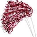 Anderson's Metallic Maroon and White Foil Textured School Spirit Shakers, Cheerleader Pom Poms, Football, Basketball, Homecoming Squad, Team, Party, Dance, Club, Performance, Celebration Pack of 10