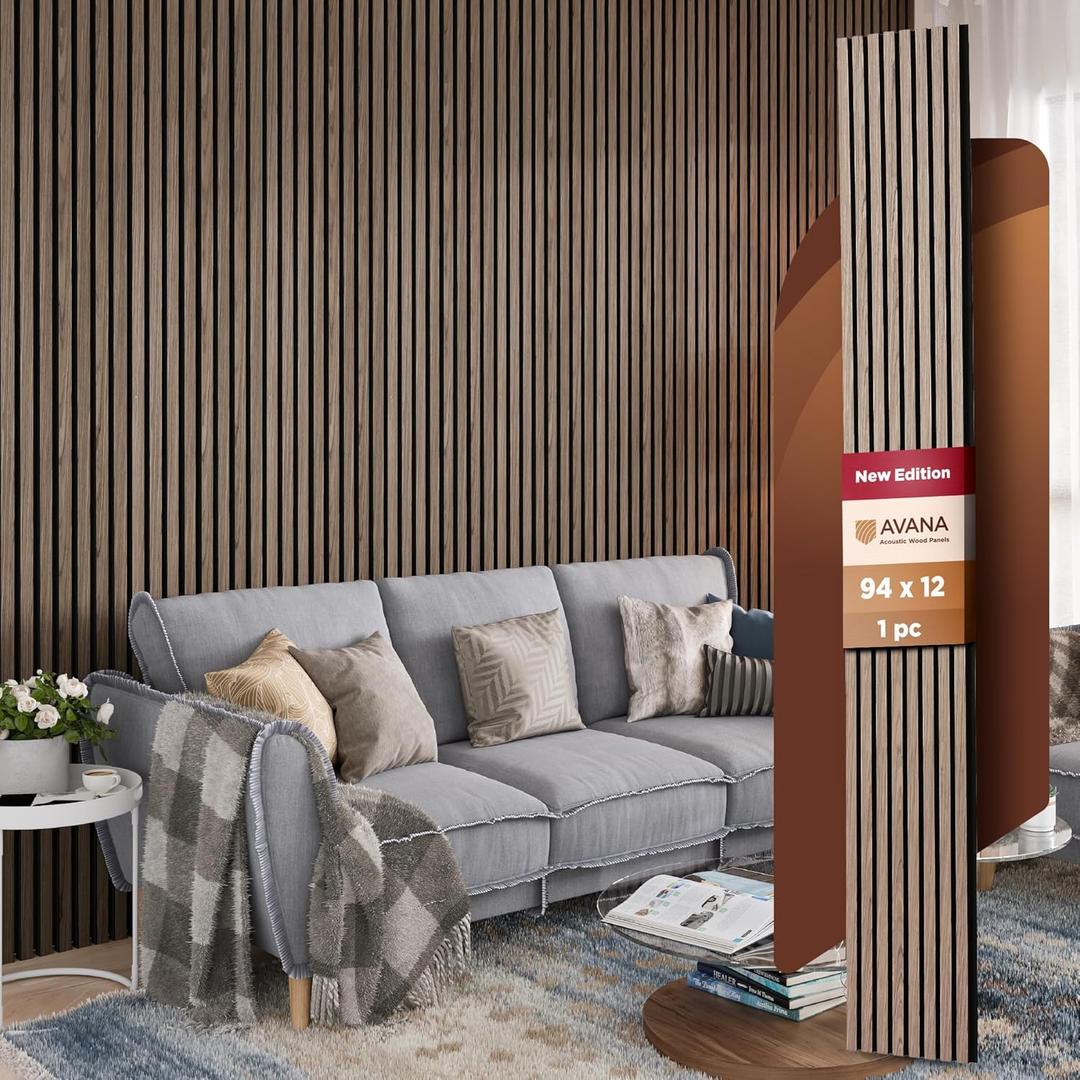 Avana Modern Acoustic Wood Wall Panels  94.4 X 12.6 Inch Walnut Acoustic Panels 1 PC  Wall Panels For Interior Wall Decor For Homes, Offices, Studios  Sturdy And Durable Wood Panels For Wall