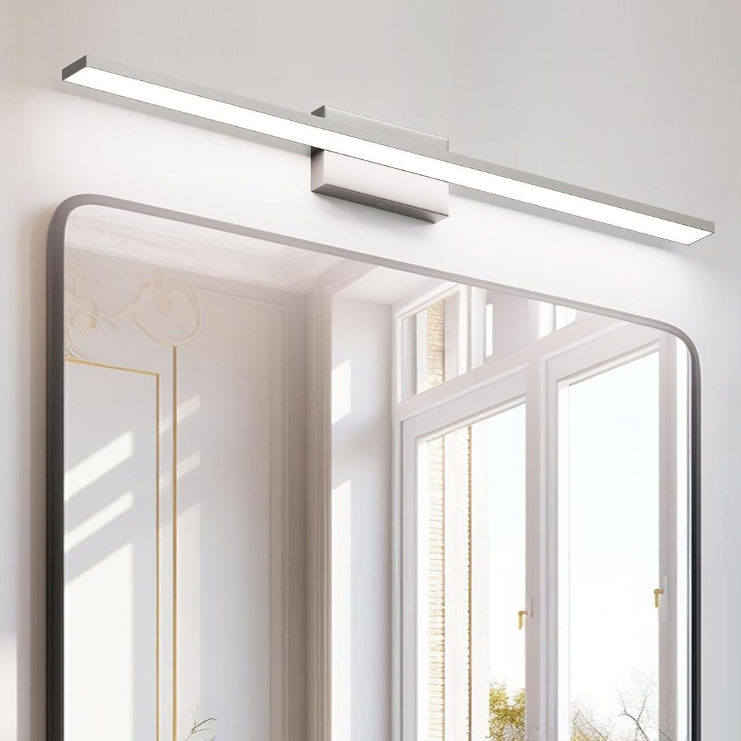 Ralbay Brushed Nickel Vanity Light for Bathroom Metal Acrylic Modern LED Bathroom Light Fixtures Brushed Nickel 40inch