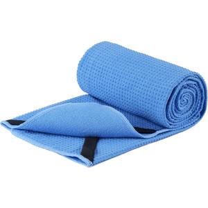 MICROFI Microfiber Hot Yoga Towel Mat, 24 x 72 inches, with Non-Slip Silicone Grip, Secure Fit Elastic Straps (Blue)