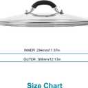 12 Inch Pan Lid - Glass Lid with Stainless Steel Handle for Frying Pan and Pots (12" Lid)