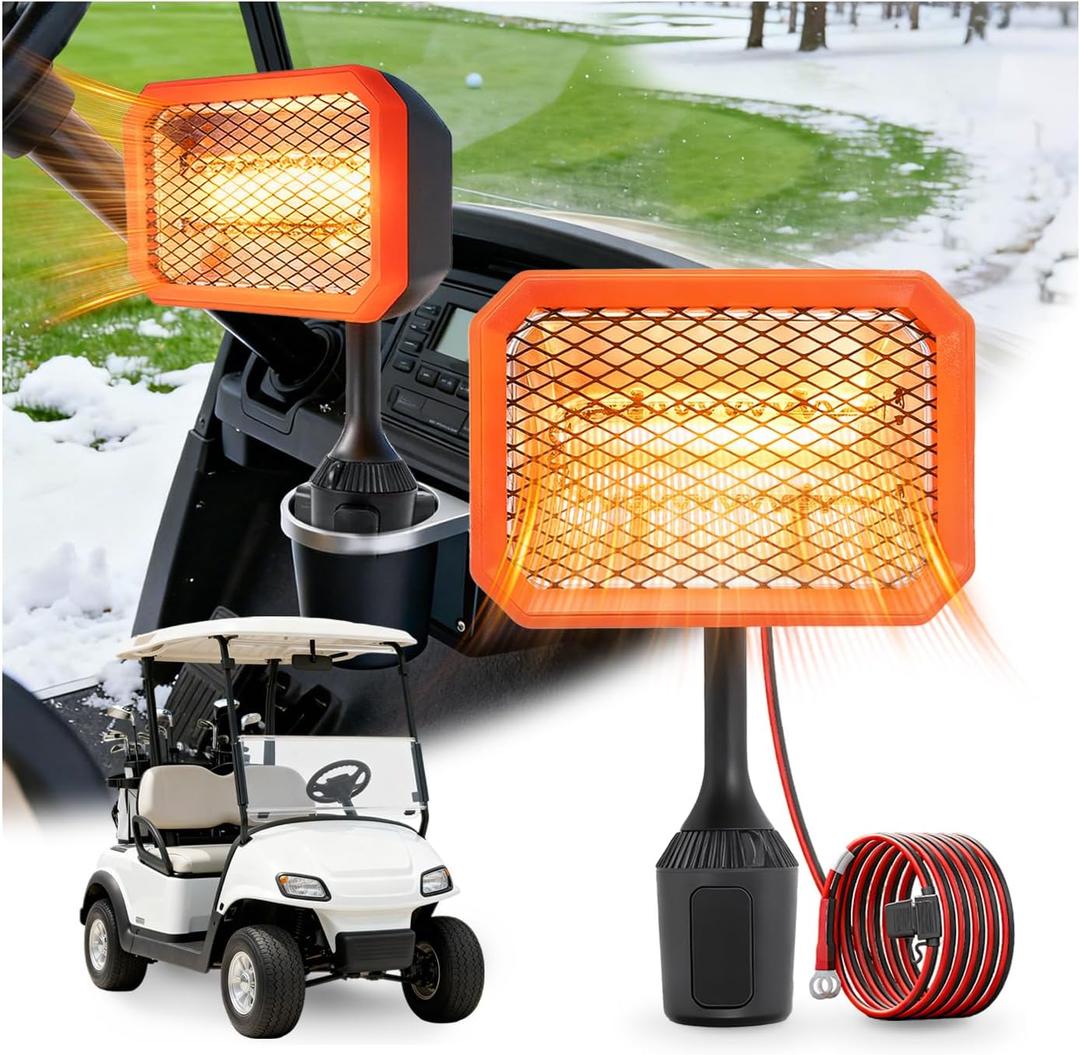 48V Golf Cart Heater Golf Cart Accessories, 400W Safe & Fast Heating Electric Heaters for Golf Cart, Battery Operated Heater with 360 Adjustable Angle Carbon Fiber Heating for Club Car/Yamaha/EZGO