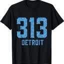Distressed Vintage 313 Detroit Area Code City T-Shirt, Size 3XL